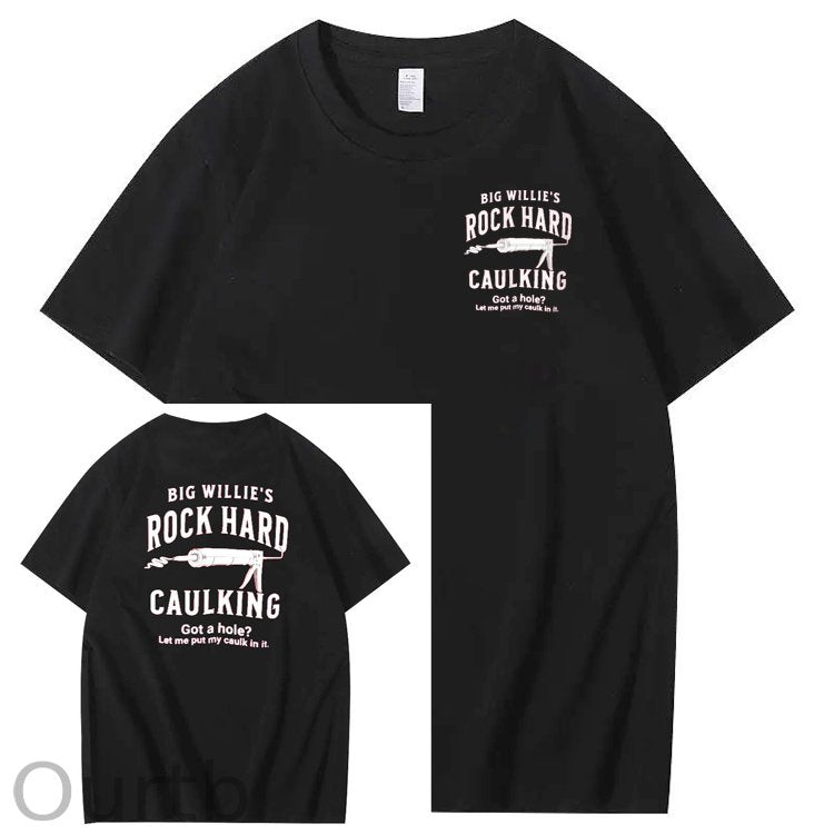 Big Willie’s Rock Pattern Print Crew Neck T-Shirt