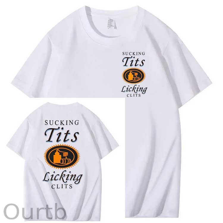 Sucking Tits Licking Clits Pattern Print 100%Cotton T-Shirt