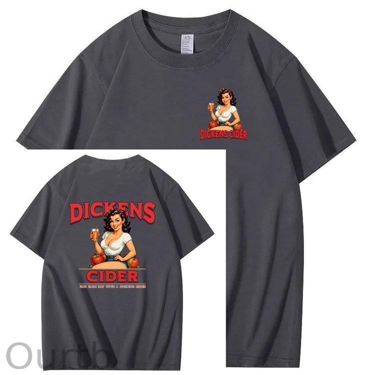End Each Day With A Dicknes Cider Pattern Print 100%Cotton T-Shirt