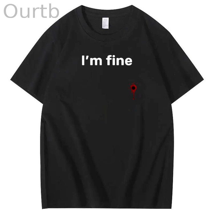 I'm Fine Pattern100% Cotton T-Shirt
