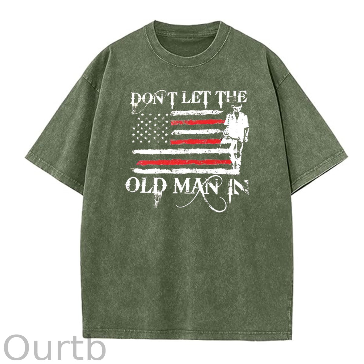 Don't Let The Old Man In Pattern Washing And Aging Process Crew Neck T-Shirt