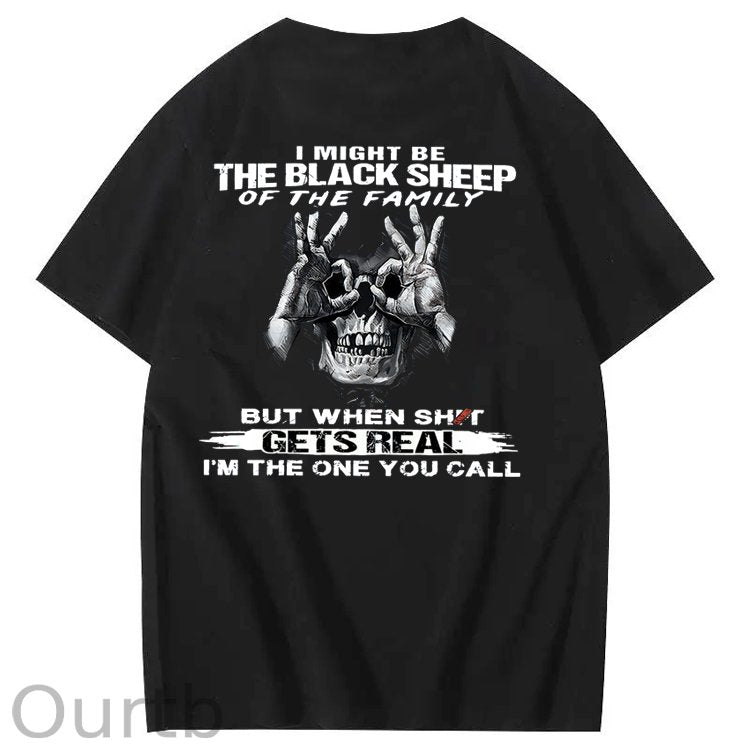The Blacksheep Of The Family Pattern Print 100%Cotton T-Shirt