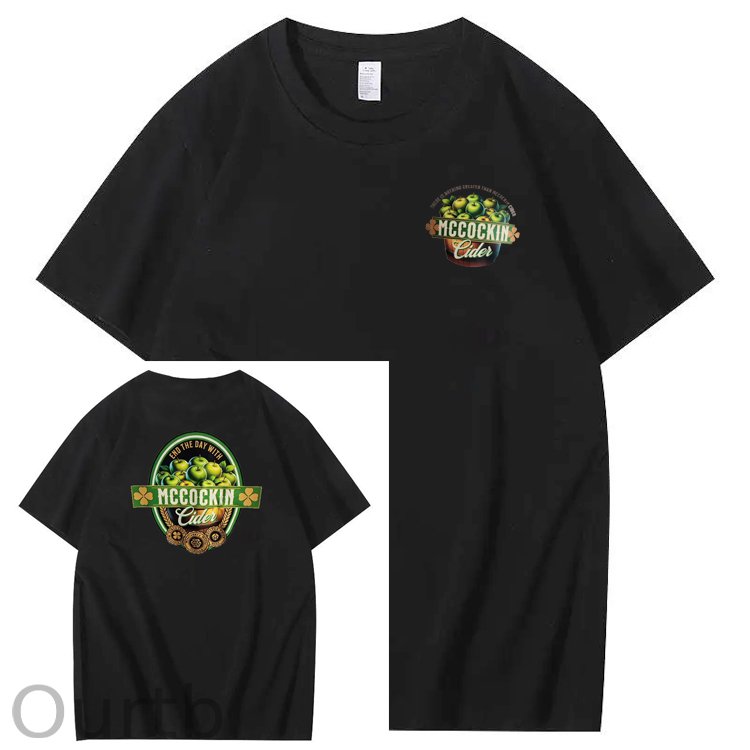 Mccuckin Cider Print Pattern Crew Neck T-Shirt
