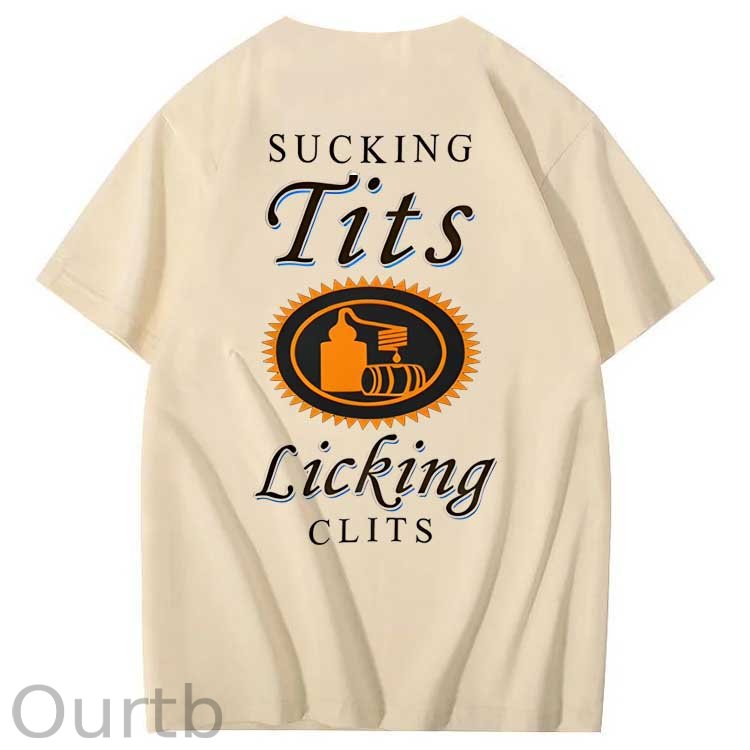 Sucking Tits Licking Clits Pattern Print 100%Cotton T-Shirt