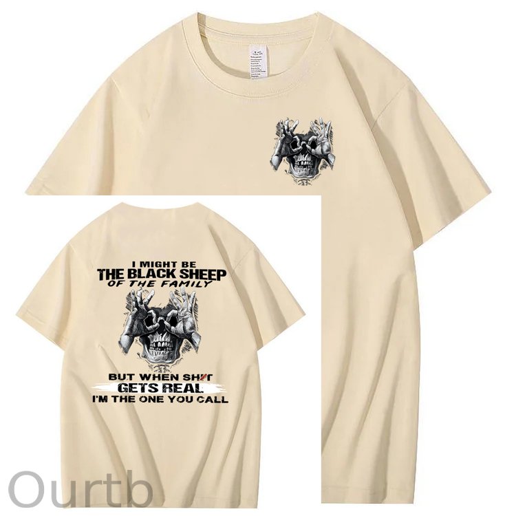 The Blacksheep Of The Family Pattern Print 100%Cotton T-Shirt