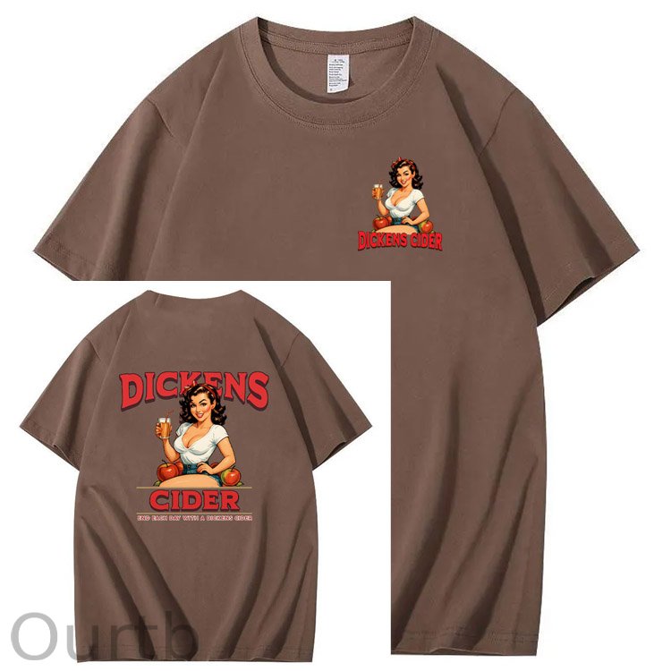 End Each Day With A Dicknes Cider Pattern Print 100%Cotton T-Shirt