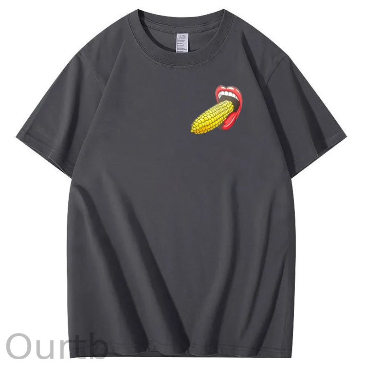 I Bet You Eat Corn The Long Way Pattern Print Crew Neck T-Shirt