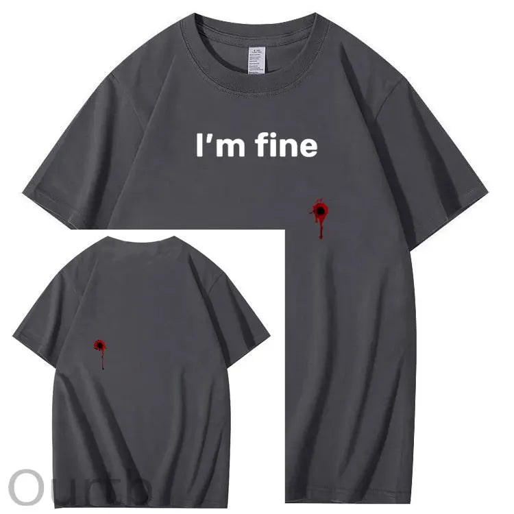 I'm Fine Pattern100% Cotton T-Shirt