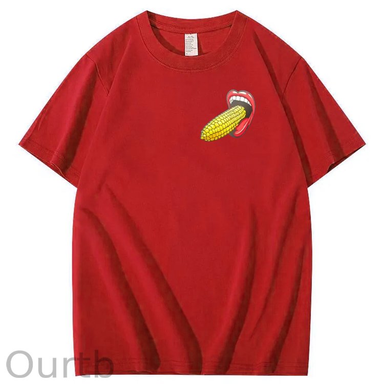 I Bet You Eat Corn The Long Way Pattern Print Crew Neck T-Shirt