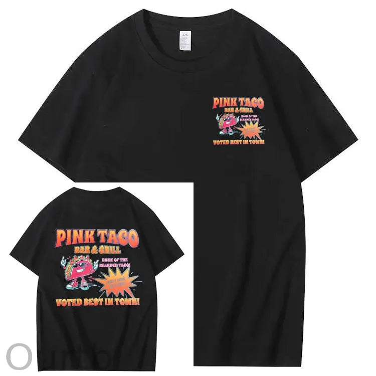 Pink Taco Bar Grill Voted Best In Town Art Pattern Print T-Shirt