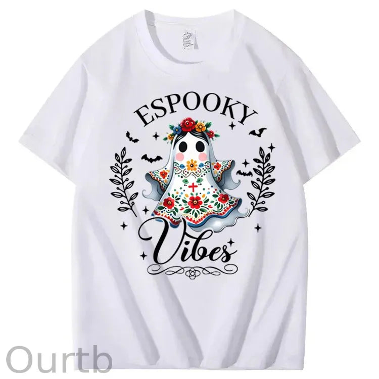 Halloween Espooky Vibes Mexican Boo Ghost 100% Cotton T-Shirt