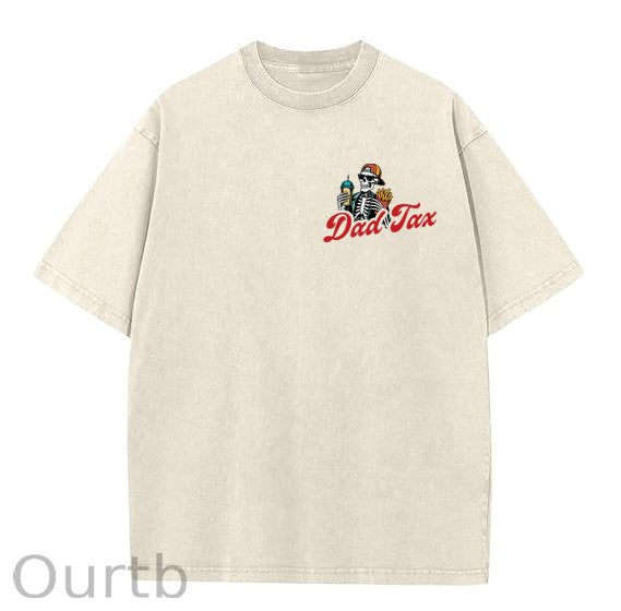 Dad Tax Washed And Distressed Pattern Crew Neck T-Shirt