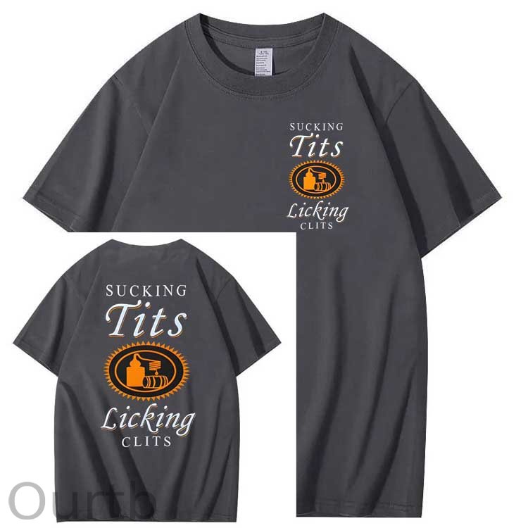 Sucking Tits Licking Clits Pattern Print 100%Cotton T-Shirt