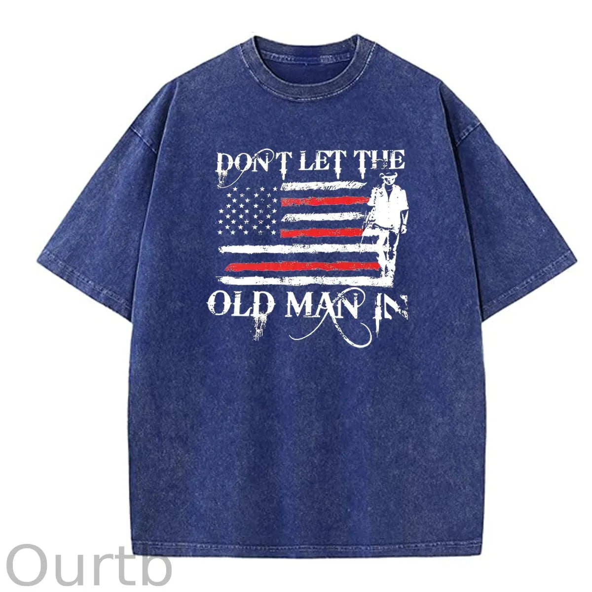 Don't Let The Old Man In Pattern Washing And Aging Process Crew Neck T-Shirt