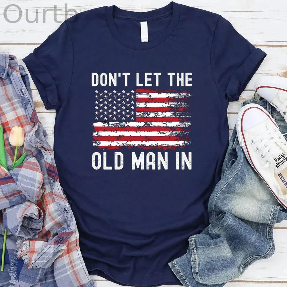 Don't Let The Old Man In Pattern Round-Neck T-Shirt