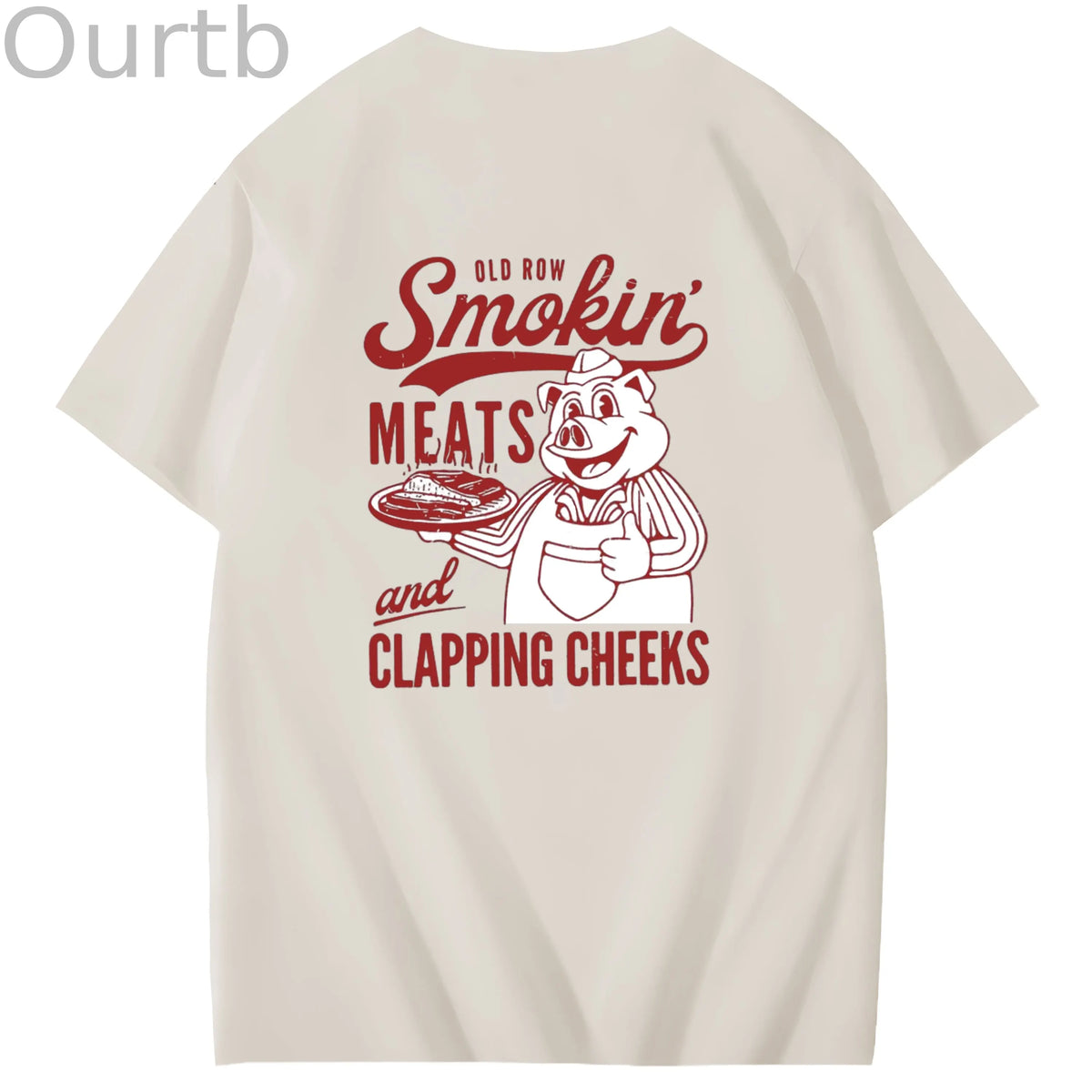 Old Row Smokin Meats And Clapping Cheeks Art Pattern Print T-Shirt