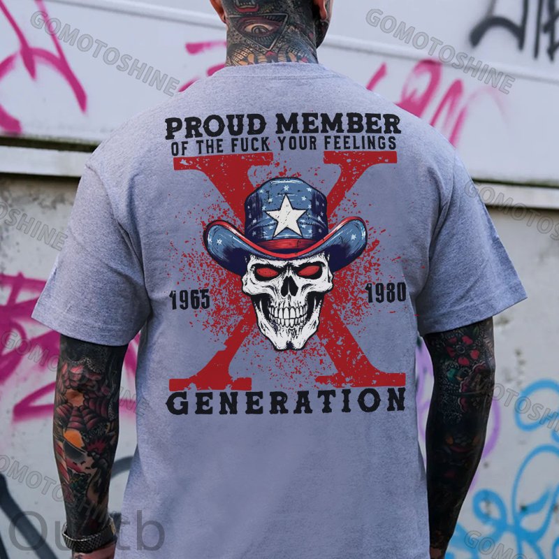 PROUD MEMBER GENERATION Skull Print Men's T-shirt