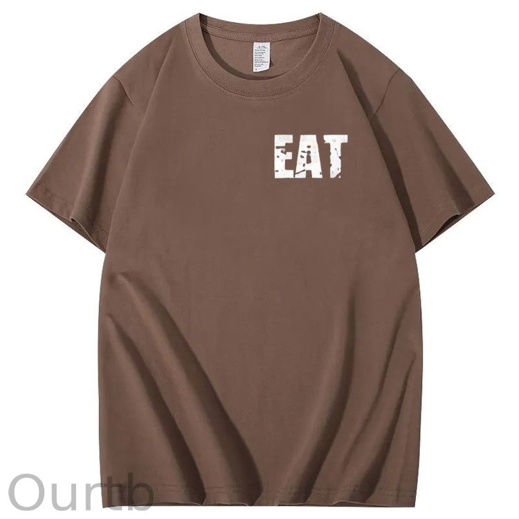 Eat Healthy Pattern Print 100%Cotton T-Shirt