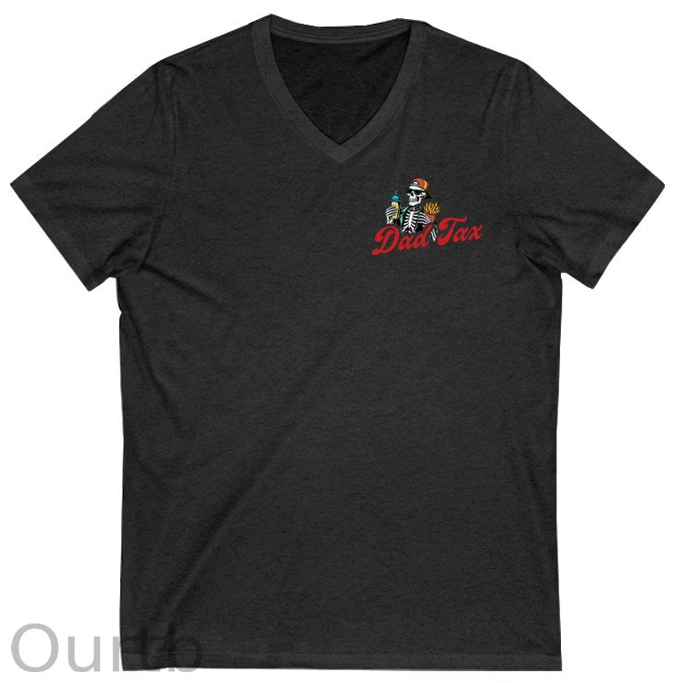Dad Tax Pattern Print 100%Cotton V Neck T-Shirt