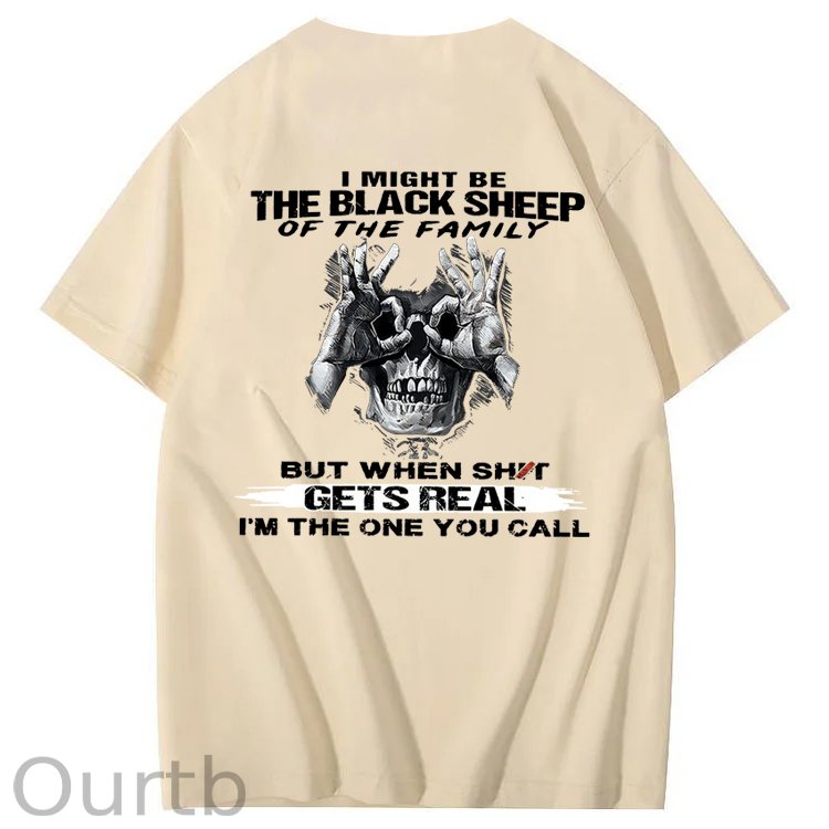 The Blacksheep Of The Family Pattern Print 100%Cotton T-Shirt