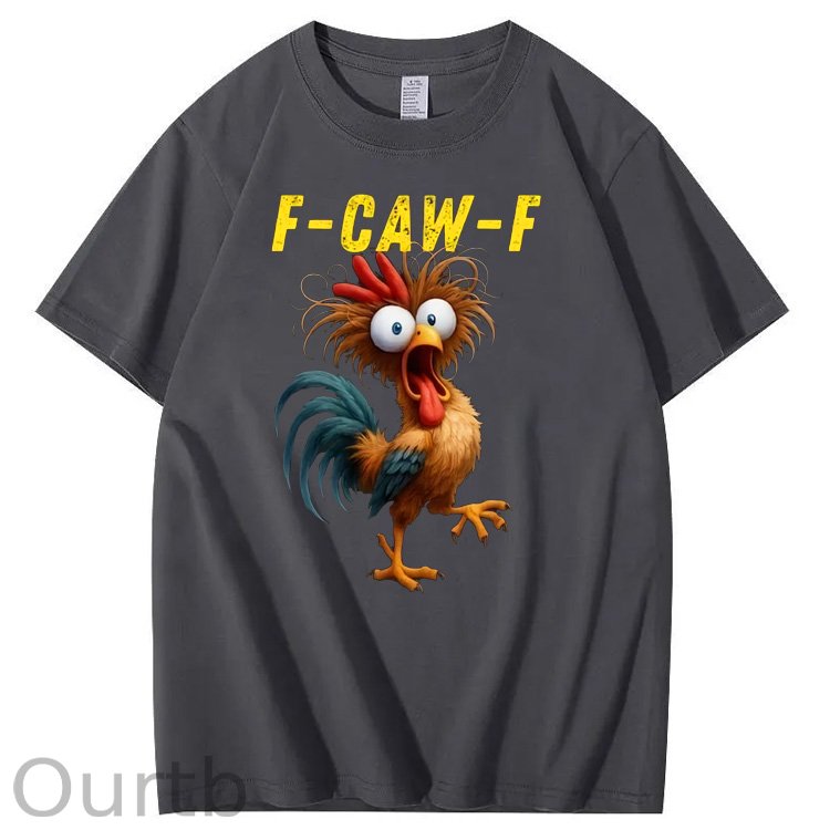 F-Caw-F Crazy Chicken Pattern100% Cotton T-Shirt