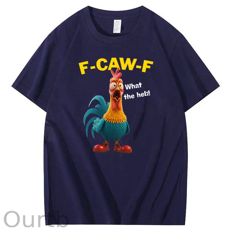 F-Caw-F What The Heli Carzy Chicken Pattern100% Cotton T-Shirt