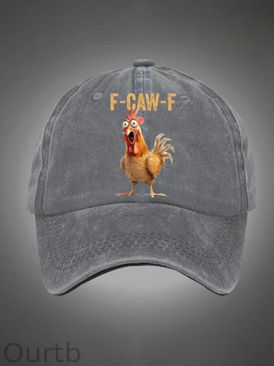 F-Caw-F Chicken Pattern Washed Hats