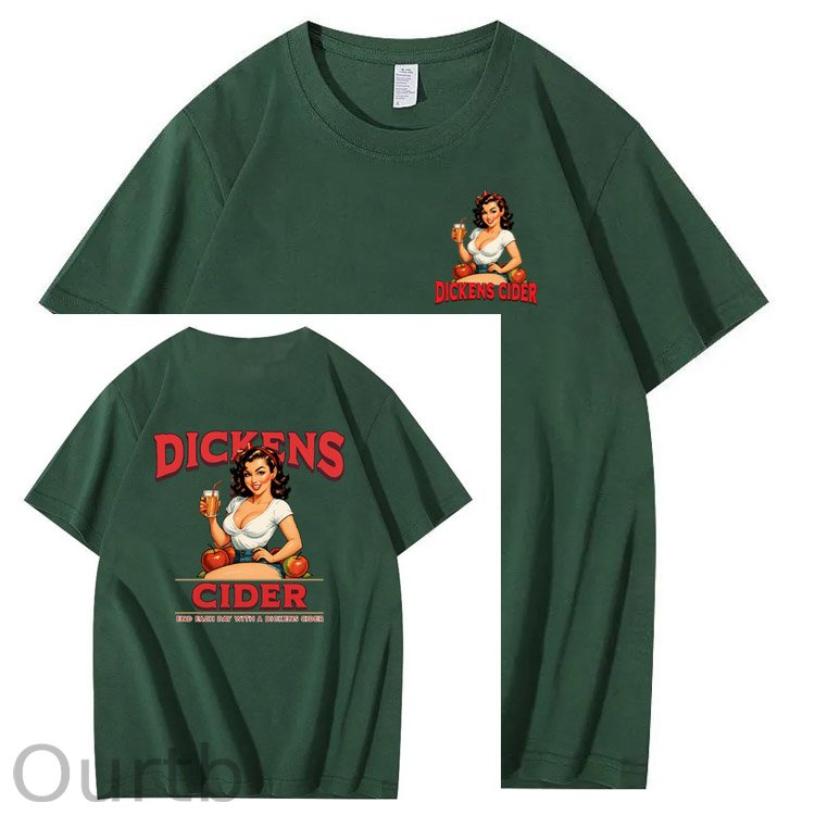End Each Day With A Dicknes Cider Pattern Print 100%Cotton T-Shirt