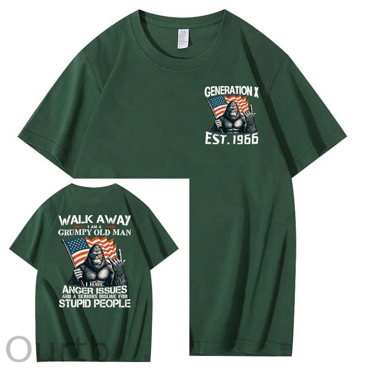 Walk Away I Am A Grumpy Old Man America BigFoot Gen X 100% Cotton T-Shirt