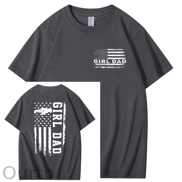 Girl Dad Pattern Print 100%Cotton T-Shirt