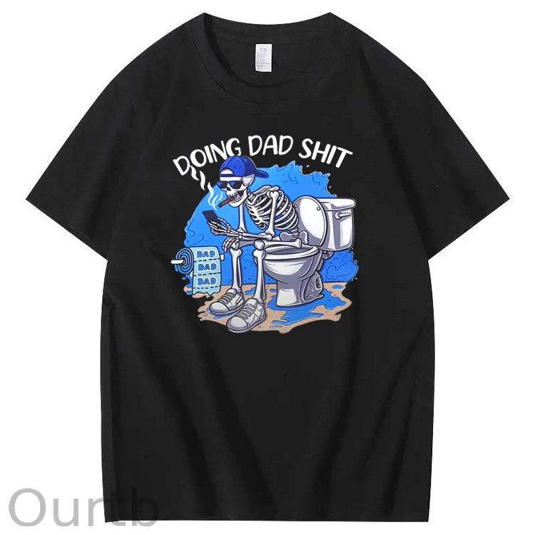 Doing Dad Shit Pattern Print Crew Neck T-Shirt