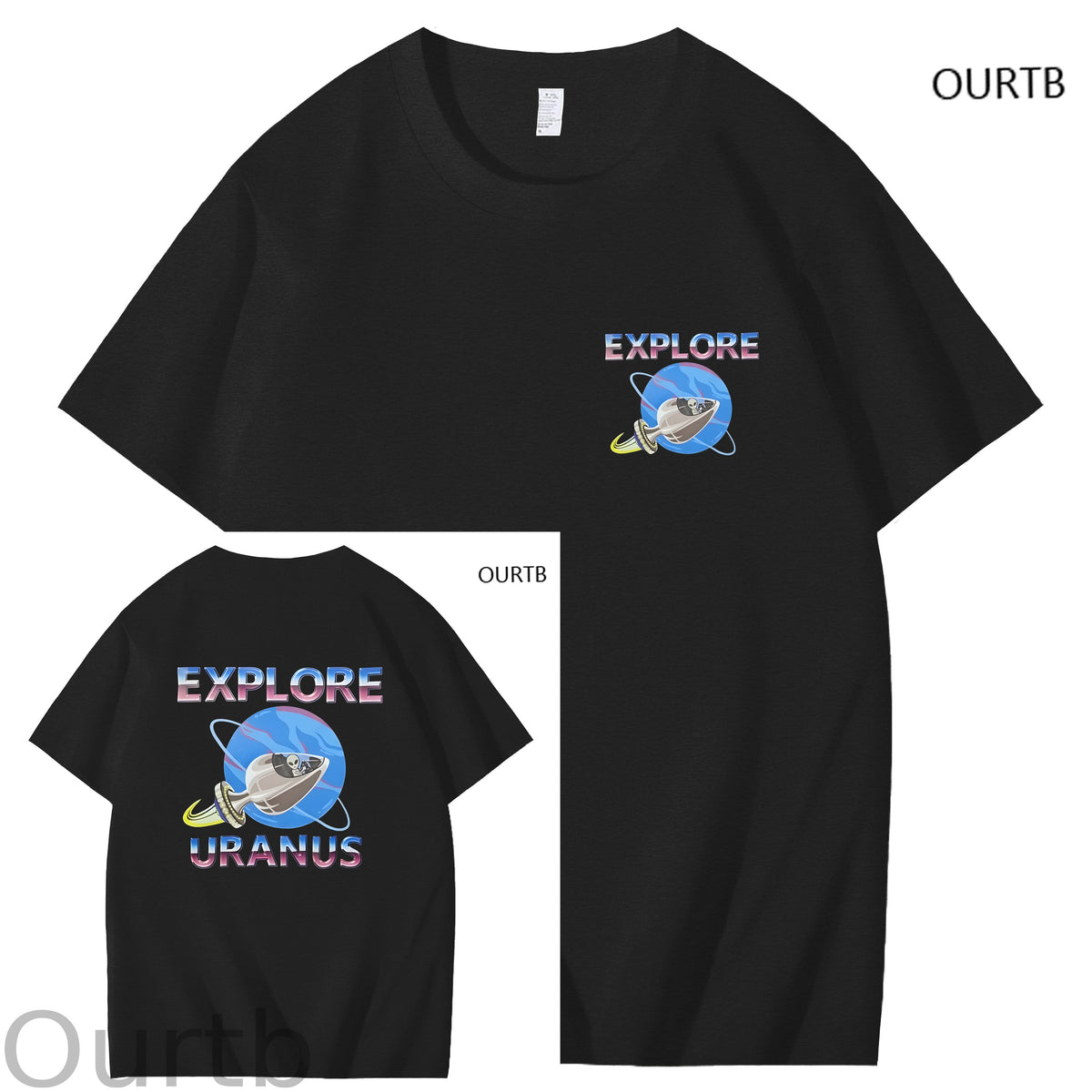 Explore Uranus Funny Adult Art Pattern Print T-Shirt
