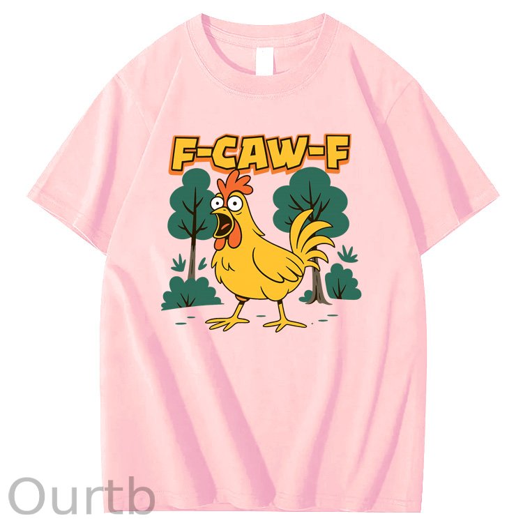 F-Caw-F Crazy Shock Chicken Pattern100% Cotton T-Shirt