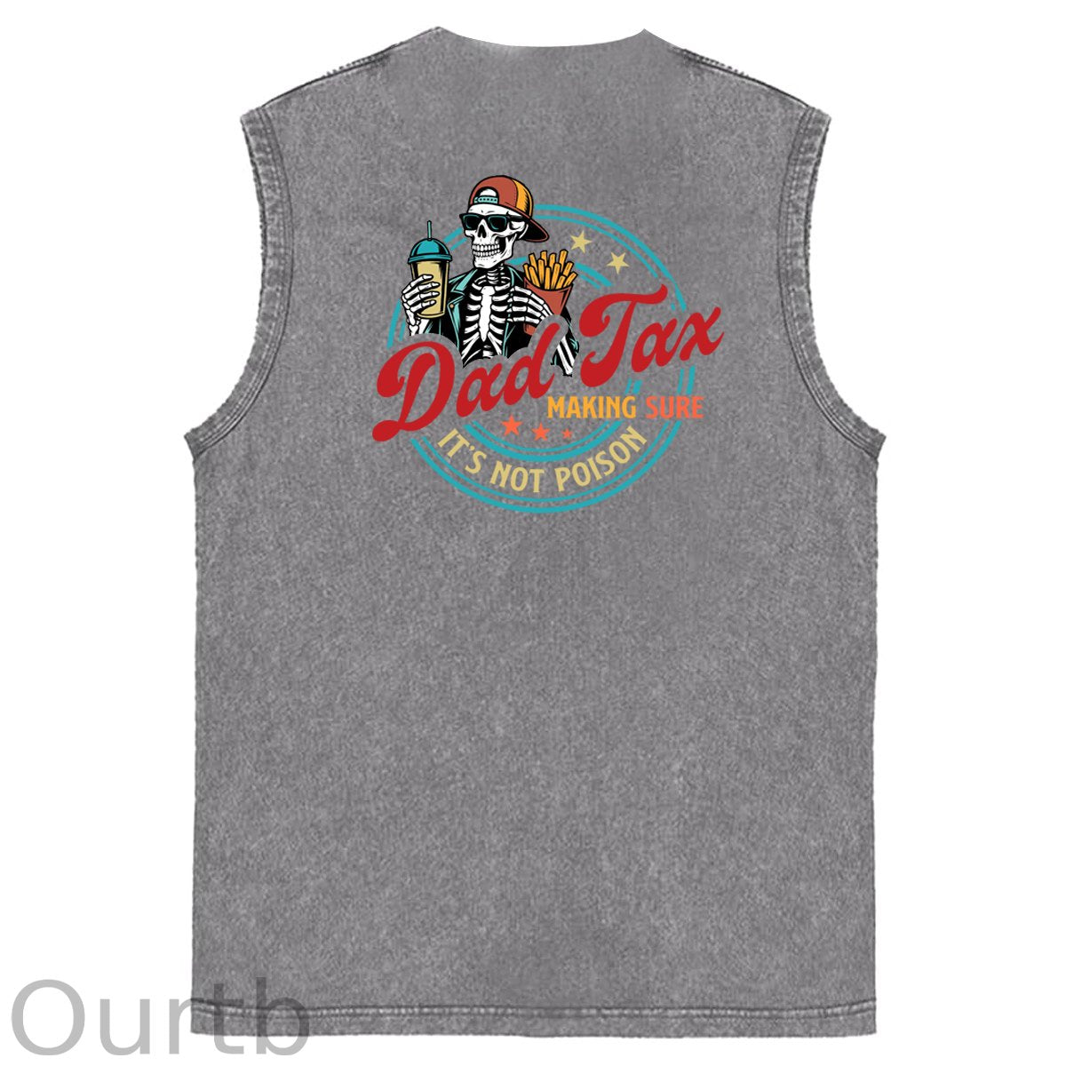 Dad Tax Pattern Sleeveless Cotton Washed Printed Loose Vest