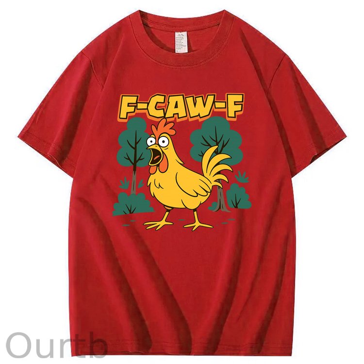 F-Caw-F Crazy Shock Chicken Pattern100% Cotton T-Shirt