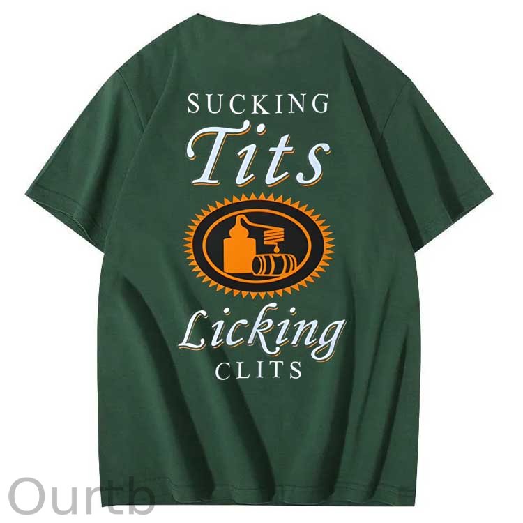 Sucking Tits Licking Clits Pattern Print 100%Cotton T-Shirt
