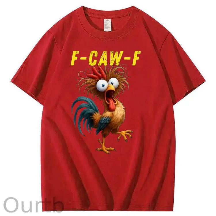 F-Caw-F Crazy Chicken Pattern100% Cotton T-Shirt