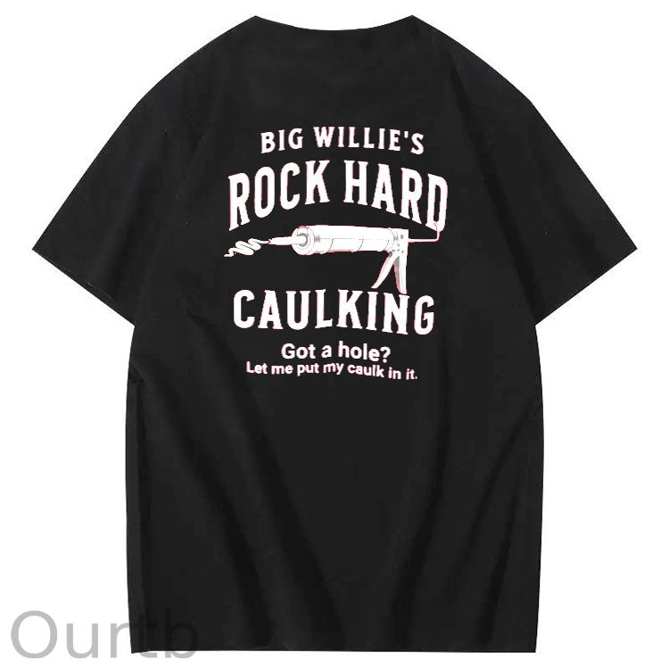 Big Willie’s Rock Pattern Print Crew Neck T-Shirt