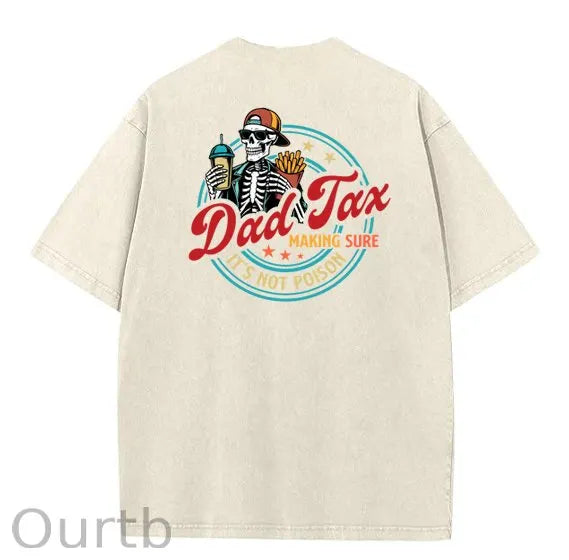 Dad Tax Washed And Distressed Pattern Crew Neck T-Shirt