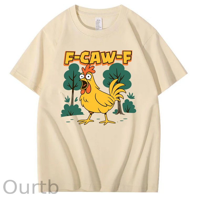 F-Caw-F Crazy Shock Chicken Pattern100% Cotton T-Shirt