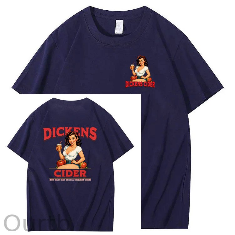 End Each Day With A Dicknes Cider Pattern Print 100%Cotton T-Shirt