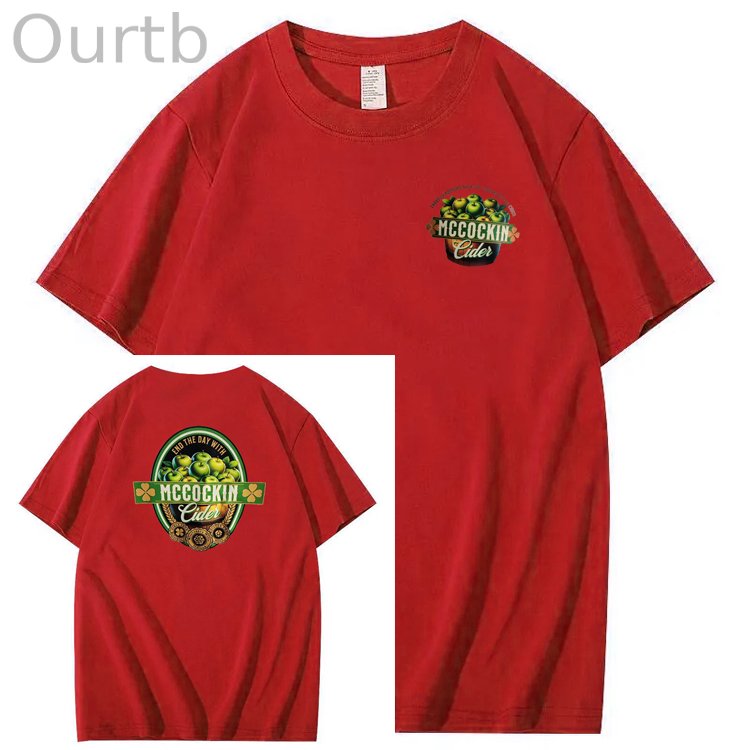 Mccuckin Cider Print Pattern Crew Neck T-Shirt