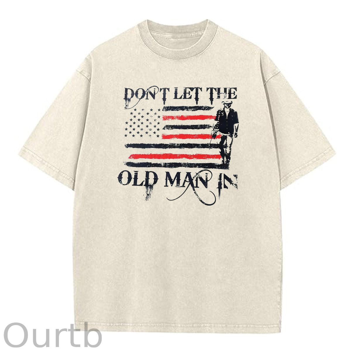 Don't Let The Old Man In Pattern Washing And Aging Process Crew Neck T-Shirt