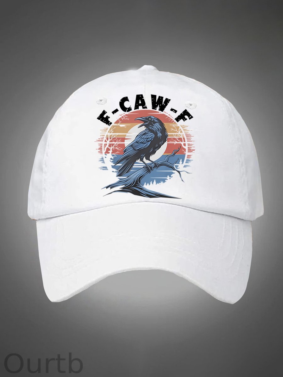 F-Caw-F Crow Pattern Washed Hats