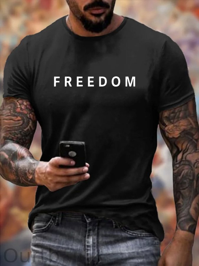 Freedom Pattern100% Cotton T-Shirt