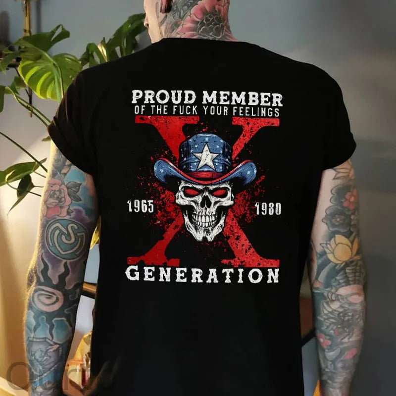 PROUD MEMBER GENERATION Skull Print Men's T-shirt