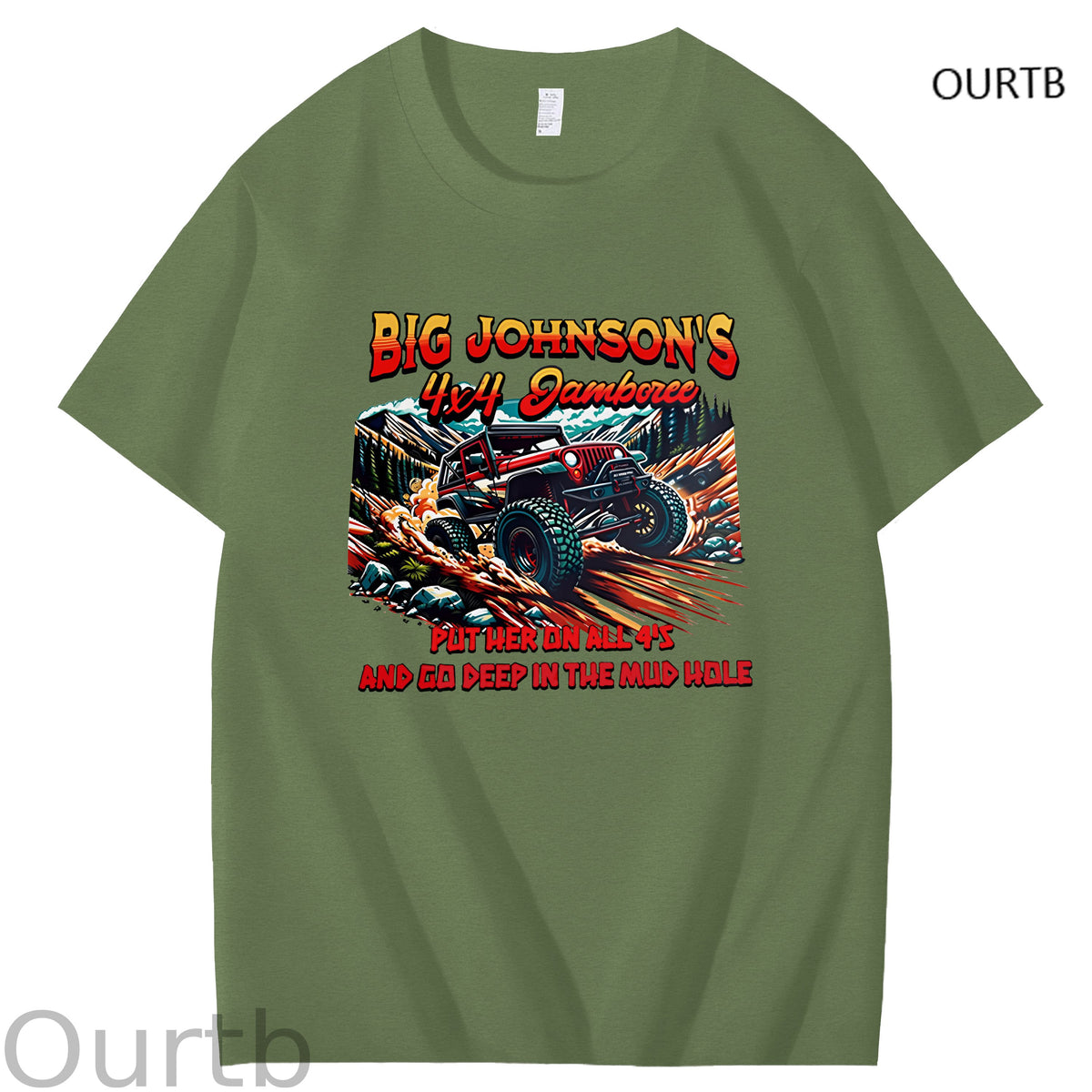 Big Johnson's Put Her On All 4's And Go Deep In The Mud Hole Art Pattern Print T-Shirt