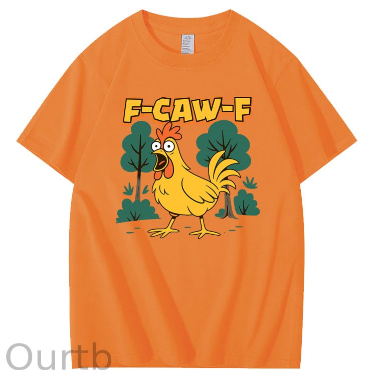 F-Caw-F Crazy Shock Chicken Pattern100% Cotton T-Shirt