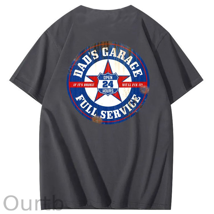 Dad's Garage Full Service If It's Broke We'll Fix It Printed Men's T-shirt