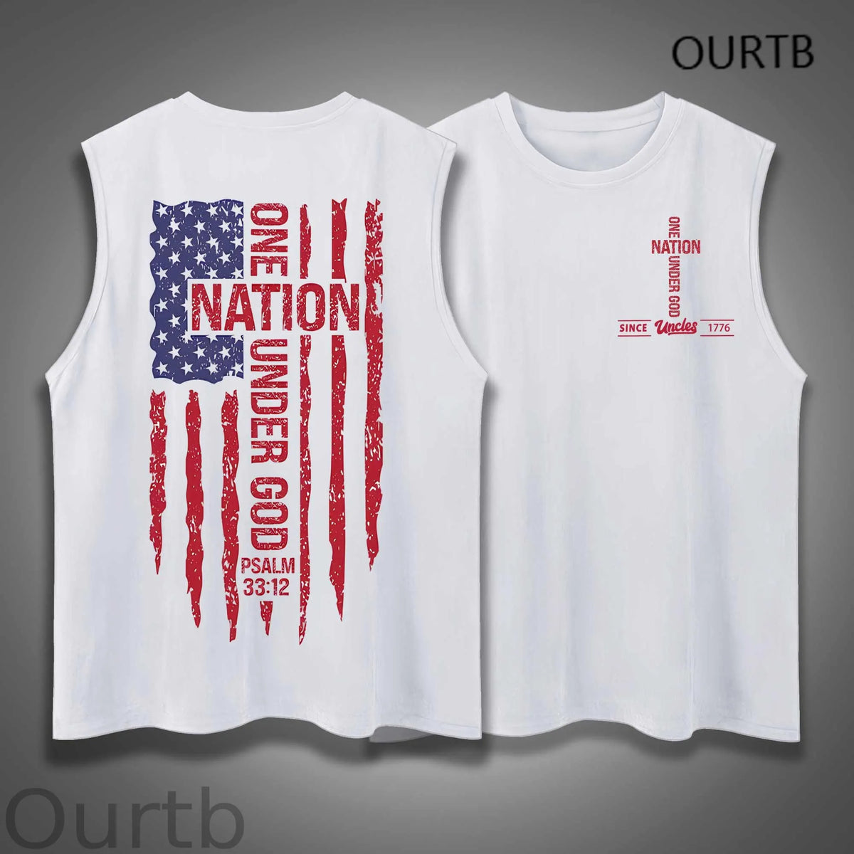 Uncle Since 1776 One Nation Under God USA Independence Day Funny Adult Discomfort Art Print Cotton Sleeveless Tank Tops